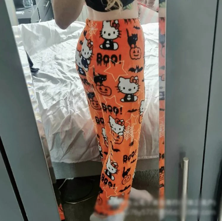 Sanrio Hello Kitty Pajamas Christmas Hello Kitty Flannel Pants Winter Warmth Pajamas Home Pants In Autumn Winter Fashion Trous