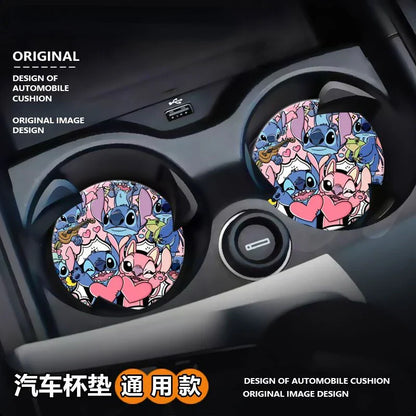 Stitchou cute cartoon animation peripheral car storage non-slip mat car interior decoration creative personality water coaster