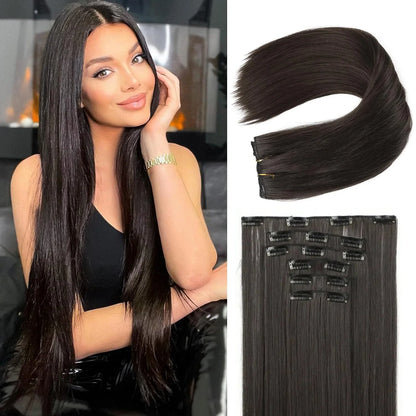 Clip In Hair Extensions Hair Extensions Thick Long Lace Weft Lightweight Synthetic Hairpieces For Women