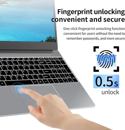 2025 NEW 15.6" Portable Laptop Intel N95 32GB DDR4 2TB SSD 7500mAh Windows11 Office Notebook Pc Gamer with Backlit Fingerprint