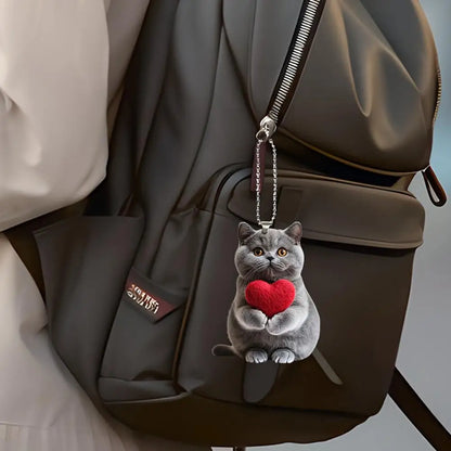 Pendentif Chat en Acrylique Décoration Suspendue avec Cordon Facile à Accrocher Breloque Ornement pour Rétroviseur Intérieur Accessoire Décoratif de Voiture 2D