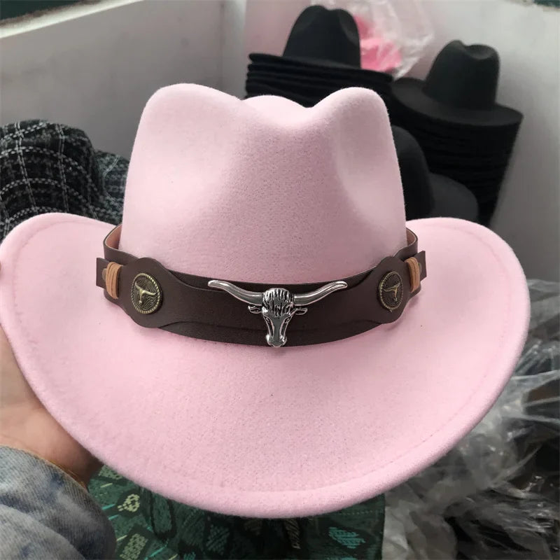 Chapeau de cowboy divers accessoires chapeau de cowboy monochrome en feutre chapeau d'extérieur homme et femme chapeau de cavalier chapeau femme