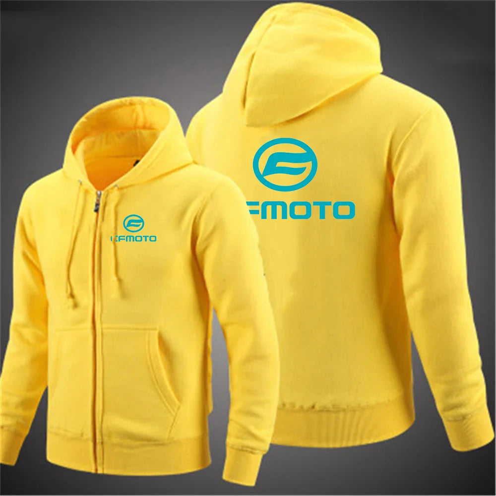 2025 Spring And Autumn Man's Anti Collision Shirt Solid Color Coat Cfmoto Logo Print Simple Style Handsome Slim Jacket Hoodies