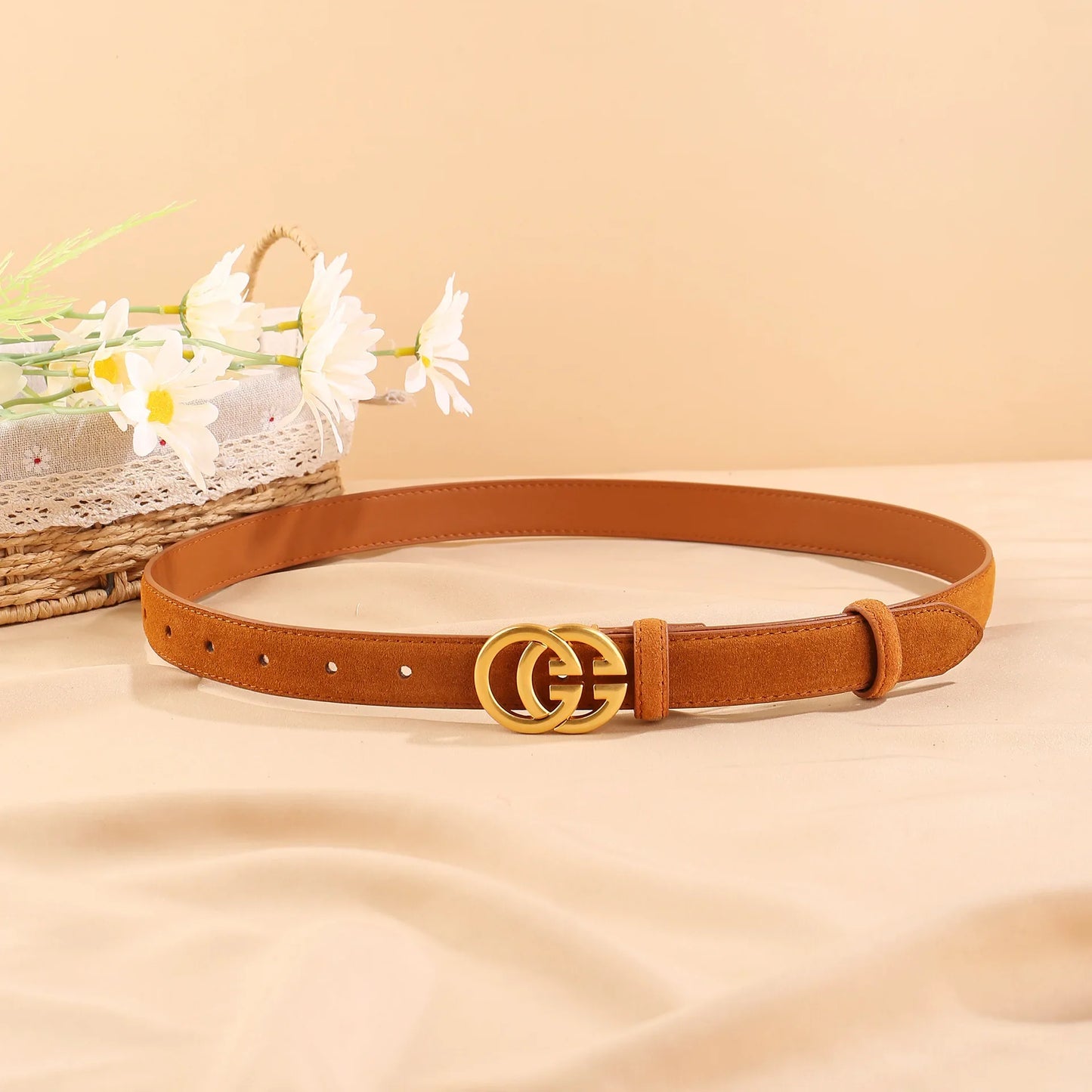 Ceinture en cuir de vache véritable noir pour femmes, boucle Double G, ceinture Slim réglable pour robes en jean et vêtements de bureau