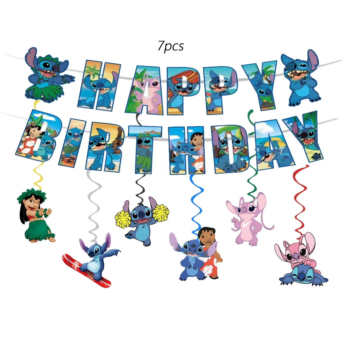 Stitch Party Supplies, Birthday Banner,  Hanging Swirls For Stitch Party Decorations，Stitch birthday party decorations