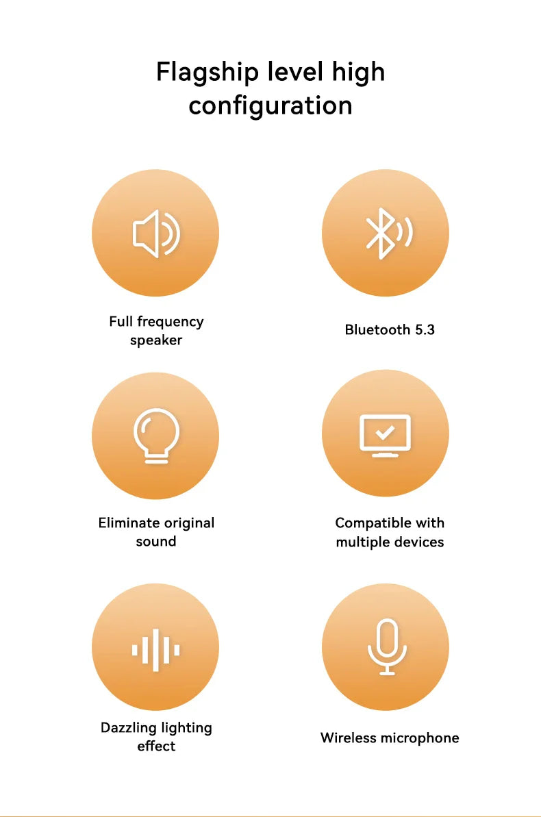 New Karaoke Speaker With Wireless Microphone Sing Bluetooth 5.3 Cute Children Gift Toy Hifi Sound Stereo Mini Audio RGB Lighting