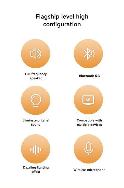 New Karaoke Speaker With Wireless Microphone Sing Bluetooth 5.3 Cute Children Gift Toy Hifi Sound Stereo Mini Audio RGB Lighting