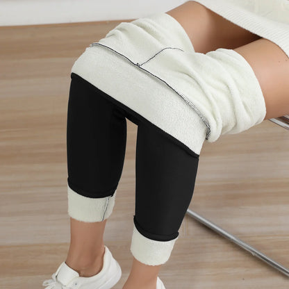 Leggings chauds en polaire pour femmes, collants épais en velours, taille haute, élastiques, Slim, couleur unie, pour prévenir le froid, automne et hiver
