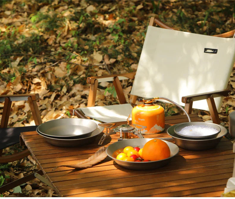 Tiartisan-Filles à repas de camping en titane, assiettes, ustensiles, randonnée en plein air, ultraléger, portable, empilable, plats à salade, ensemble de britware