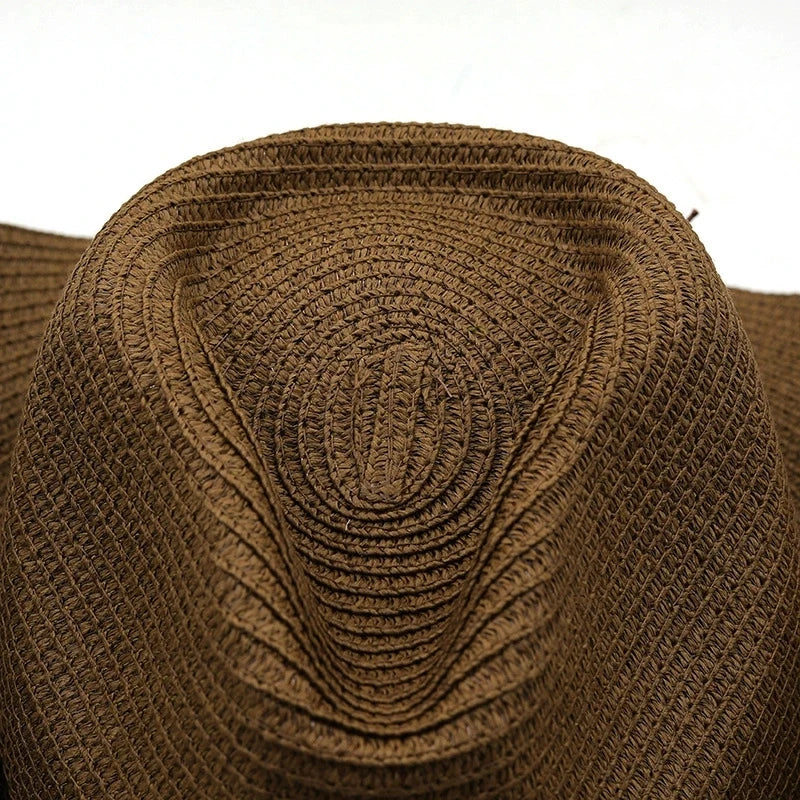 Chapeau de Cowboy d'été à large bord pour femmes et hommes, chapeaux de paille de Cowgirl occidentale, robe de mode, couvre-chef de fête, casquette unisexe