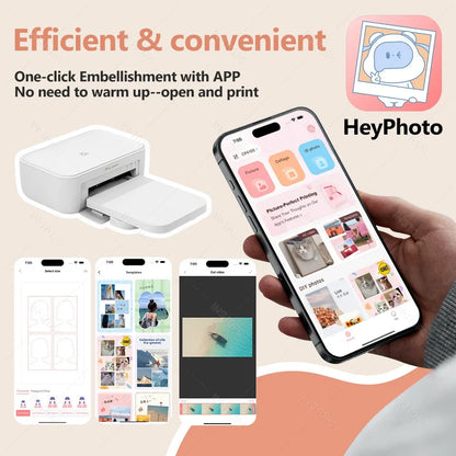 300dpi Color Photo Printer Wifi 4x6 Inch Sublimation Transfer Bluetooth Wireless Print Maker with Ribbon and Color Photo Papers