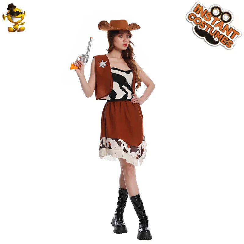 Robes de cowboy pour femmes, costumes de cowgirl de l'Ouest, déguisements adultes, tenues de fête de carnaval, de mascarade et de cosplay