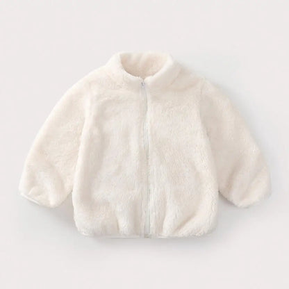 Manteau en peluche de couleur unie pour enfants, automne-hiver, chaud, pour bébés filles et garçons, veste décontractée, pardessus, vêtements pour enfants, vêtements d'extérieur pour tout-petits