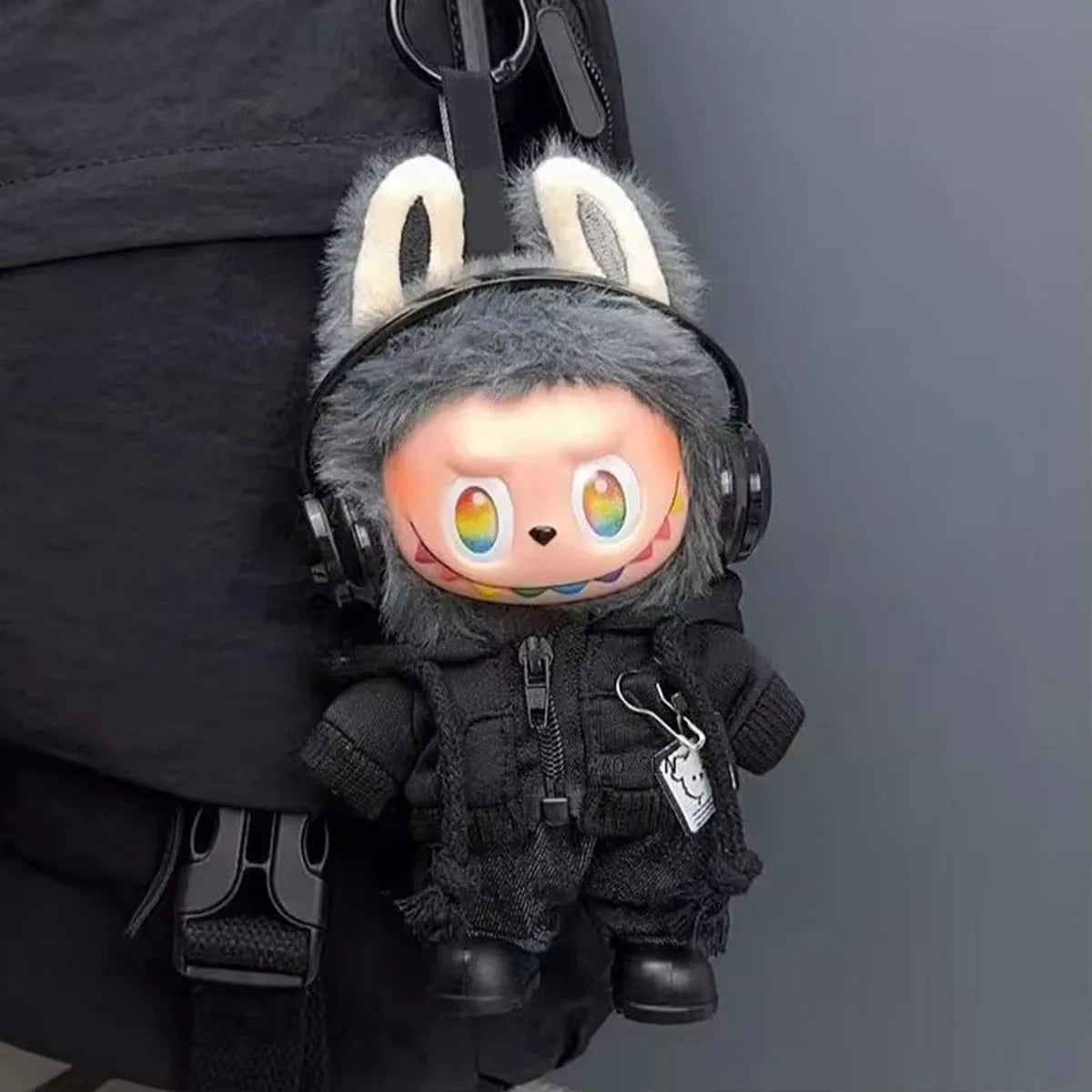 [No Doll] Cute Plush Doll Casual Hoodie Black Suit Fashion Sweatshirt Jacket Outfit Clothes for Labubu Clothes Gifts