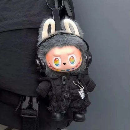 [No Doll] Cute Plush Doll Casual Hoodie Black Suit Fashion Sweatshirt Jacket Outfit Clothes for Labubu Clothes Gifts