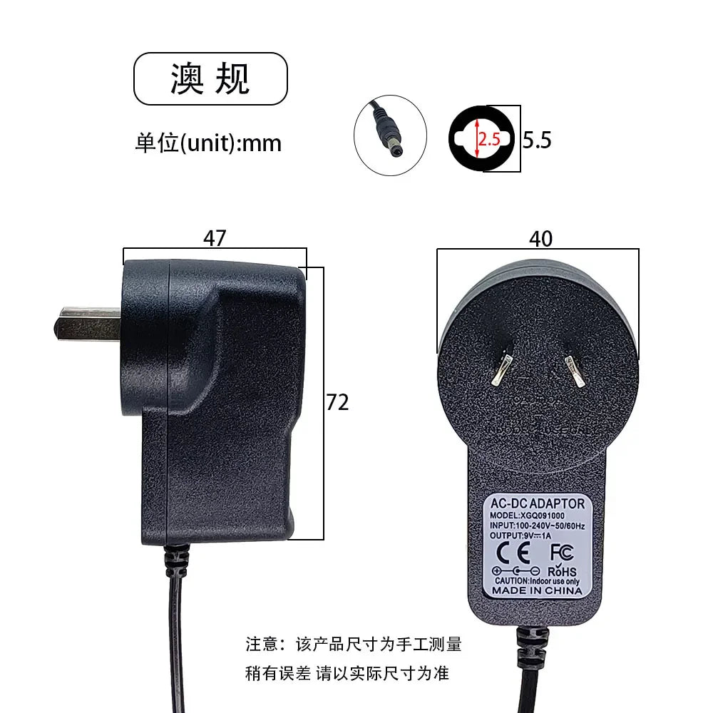 Adaptateur d'alimentation pour pédale de guitare, 9V DC 1A, anneau magnétique à faible bruit, prise US EU UK AU, 3 voies, 4 voies, 5 voies, 6 voies, 8 voies