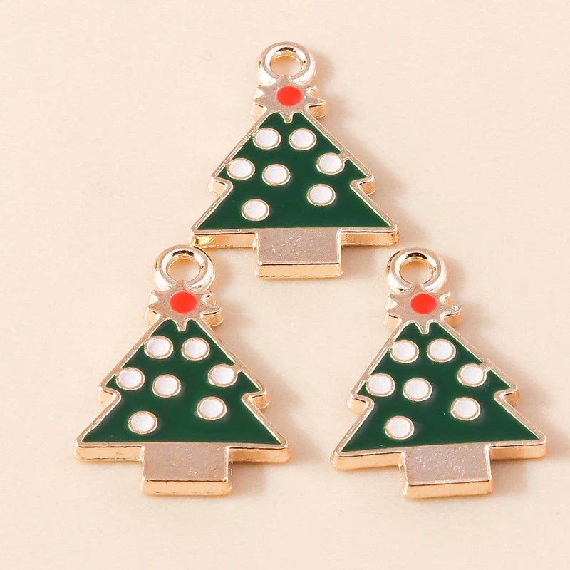 Leslie-Breloques de Noël en émail, arbre flocon de neige, chaussette, cerf, bonhomme de neige, bijoux de bricolage, cadeaux de Noël et du Nouvel An, 10 pièces