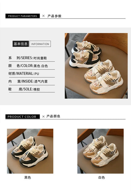 Chaussures de sport pour enfants garçons et filles automne nouvelles chaussures de tennis rétro moyennes et grandes, chaussures décontractées à carreaux pour étudiants