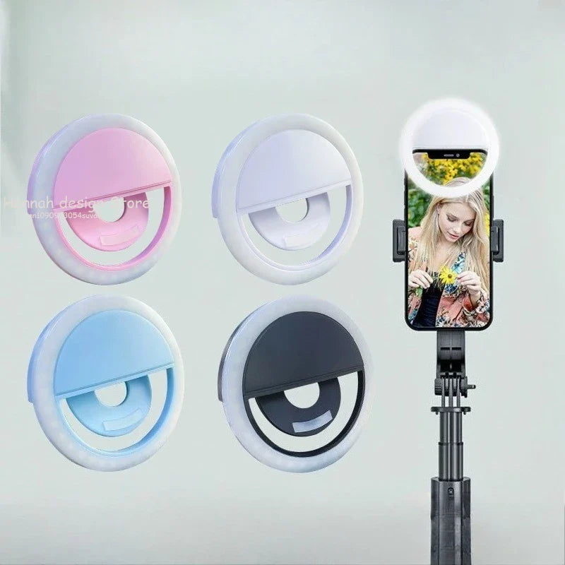 Anneau lumineux Led pour Selfie, Portable, Charge USB, lampe d'objectif de téléphone Portable, diffusion en direct, vidéo, lumière de remplissage pour Selfie, pour tous les smartphones