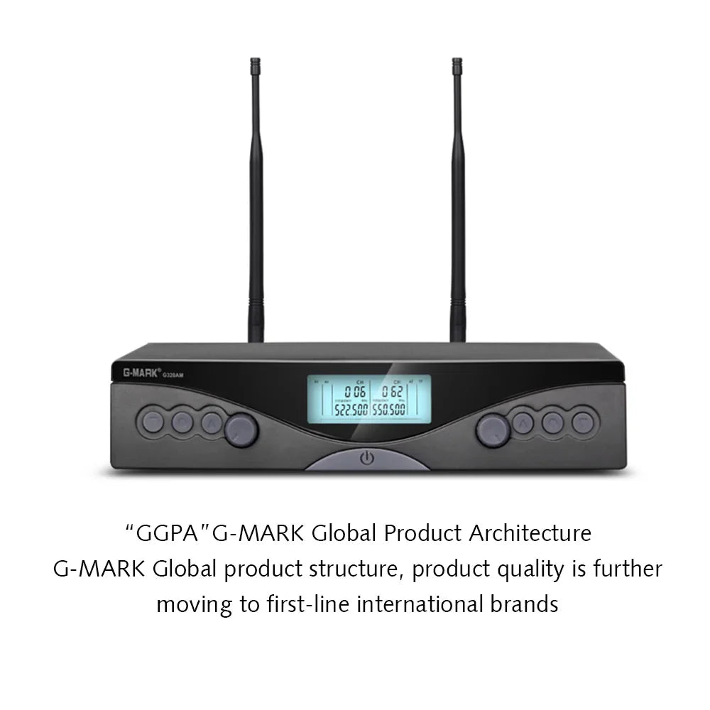 Sans fil Microphone G-MARK G320AM Professionnel UHF 2 Canaux Karaoké Mic De Poche Automatique Fréquence Réglable 100M