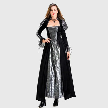 Halloween Jour des Morts Sexy Européen Médiéval Rétro Cour Gothique Reine du Poison Maléfique Vampire Costume Carnaval Fête Diable Sorcière