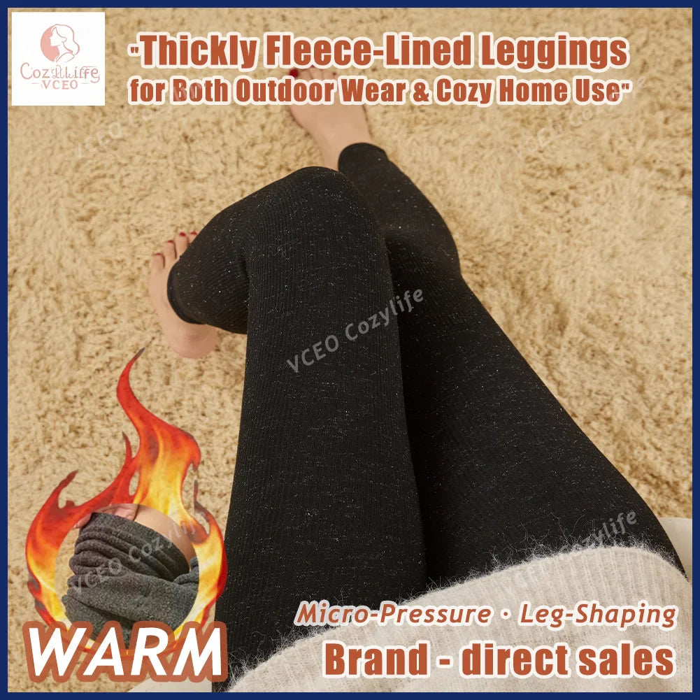Winter Warm Fleece Lined Leggings Thickened Lounge Pants Extra Warm Heavyweight 300g Plush Fleece Thermal Leggings for Women