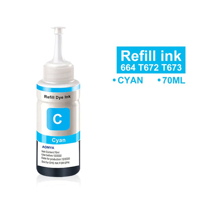664 673 T673 Refill Dye Ink for EPSON L800 L805 L810 L850 L565 L1800 L3150 3100 Printer Ink T6731 T6732 T6733 T6734 6735 T6736