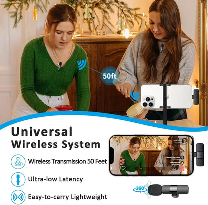 Microphone professionnel à revers Lavalier sans fil, pour iPhone, enregistrement Android, pour Interview, vidéo, Podcast, Vlog, YouTube