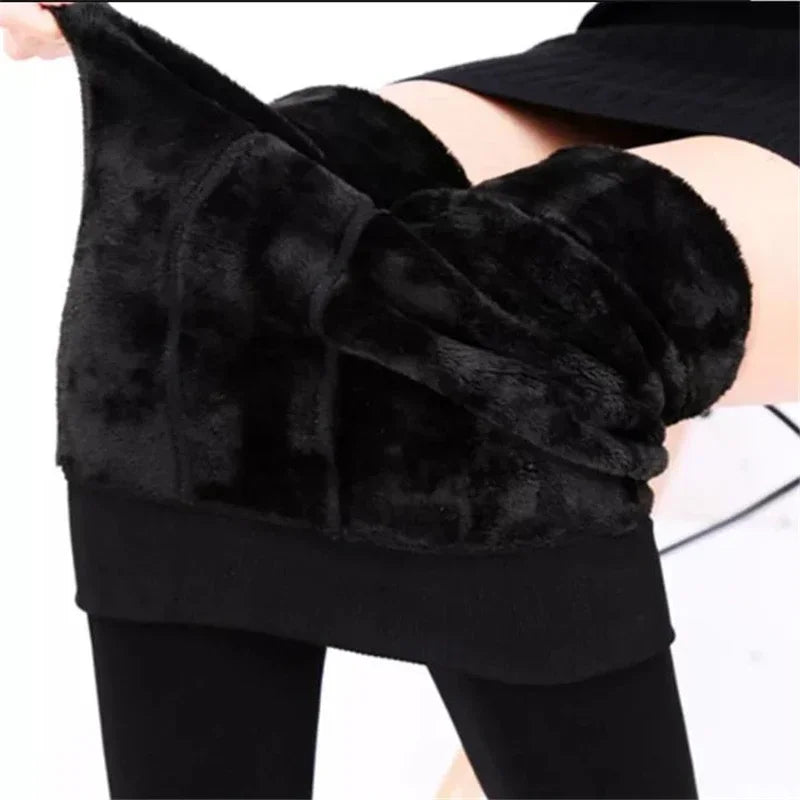 Leggings d'hiver pour femmes Leggins chauds couleur unie velours Leggins taille haute Leggings extensibles livraison directe