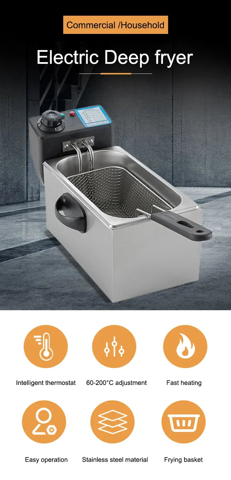 2000W Electric Deep Fryer Thermostat 4L Capacity Fried Chicken Grill French Fries Frying Machine Oil Oven Cooking appliance