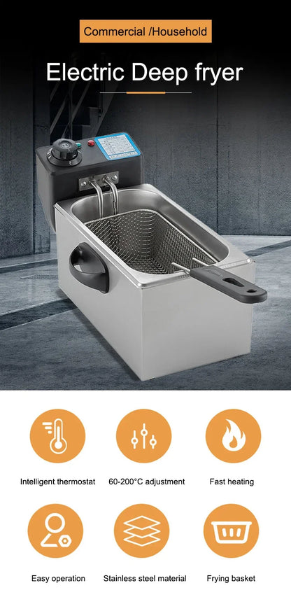 2000W Electric Deep Fryer Thermostat 4L Capacity Fried Chicken Grill French Fries Frying Machine Oil Oven Cooking appliance