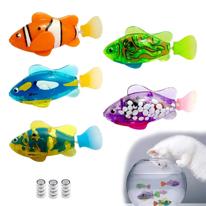 Jouet pour chat LED inductif interactif natation Robot poisson jouets brillant électrique poissons stimuler chaton chasse Instinct produits pour animaux de compagnie