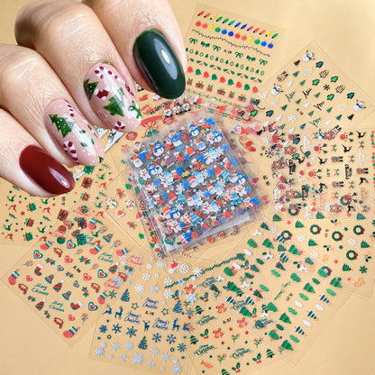 30Pcs Christmas Santa Claus 3D Nail Art Stickers Glitter Cartoon Snowflakes/Snowman/Pine Winter Sliders Xmas DIY Manicure Decals