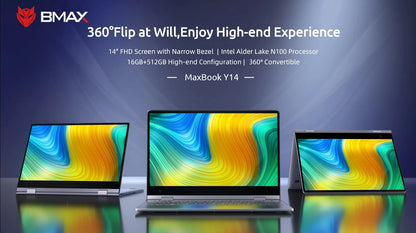 BMAX Y14 Laptop 14 inch Notebook Windows 11 16GB RAM LPDDR5 512GB SSD 1920*1080 IPS Intel N100 laptops Computer type-c