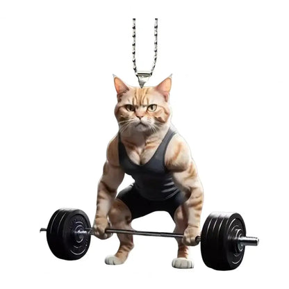 Pendentif Chat en Acrylique Décoration Suspendue avec Cordon Facile à Accrocher Breloque Ornement pour Rétroviseur Intérieur Accessoire Décoratif de Voiture 2D