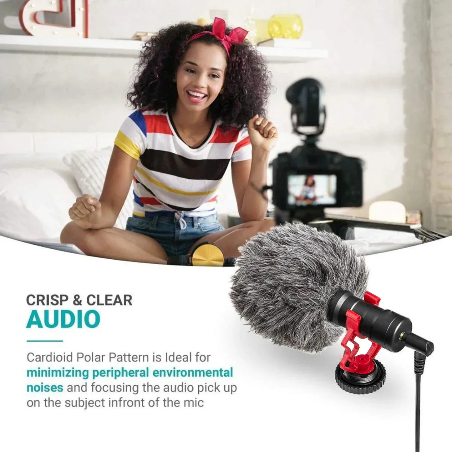 Microphone de fusil de chasse vidéo à condensateur pour entretien professionnel, avec câble Audio de 3.5mm, pour caméscope DSLR DV, iPhone, Smartphone Android