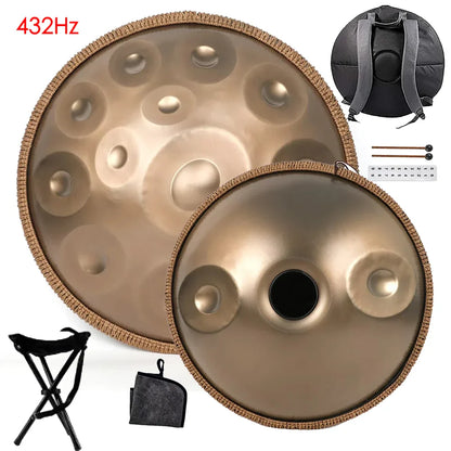 Tambour à main doré 432Hz/440Hz, langue en acier de 22 pouces pour Yoga, méditation, Instrument pour débutant, cadeau 9/10/12/1417 Notes