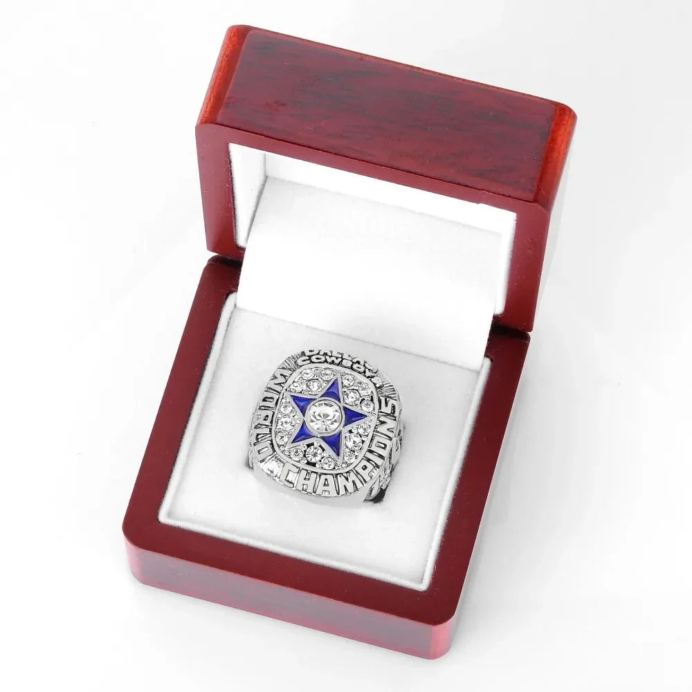 Bague de luxe Dallas Cowboy pour hommes et femmes, style punk, métal, cristal, étoile à cinq branches