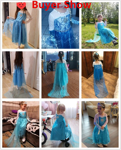 Elsa Costume for Girls 2024 Carnival Party Snow Queen Luxury Cosplay Costume Birthday Party Outfit Elsa Princess 3-10Y Kid Dress