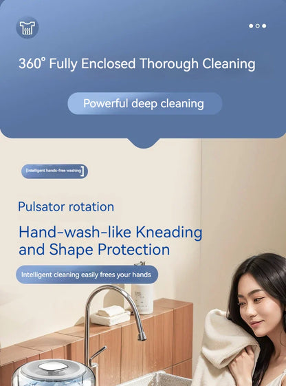 Mini Washing Machine Portable Rechargeable Fully Automatic Washing Machine for Underwear, Socks, and Small Laundry