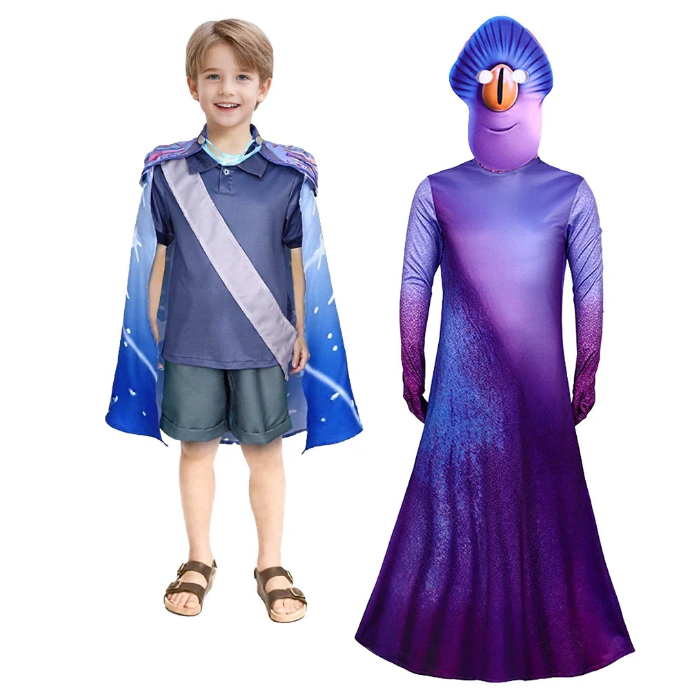 Film Elio Cosplay Costume d'Alien Dessin Animé Garçons Jeu de Rôle Haut Court Pantalon Cape Ceinture Robe Coiffe Tenue Déguisement Halloween