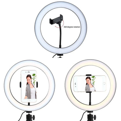26cm (10") LED Selfie Ring Light, Photography Lighting Kit, USB Charging Lamp with Tripod for Live Video, 120 Beads