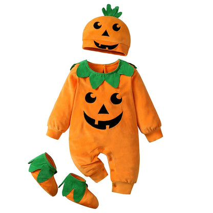 3-24M pumpkin Cosplay Baby Girls Boys Halloween Costume Sets Long Sleeve Cosplay jumpsuit for boys Carnival Party Clothes