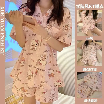 Stitch summer pajamas women's new high-value student cartoon creative cute loose short-sleeved home service suit birthday gift