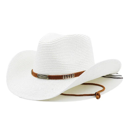 Chapeau de Cowboy d'été à large bord pour femmes et hommes, chapeaux de paille de Cowgirl occidentale, mode robe fantaisie occidentale, couvre-chef de fête, casquette unisexe