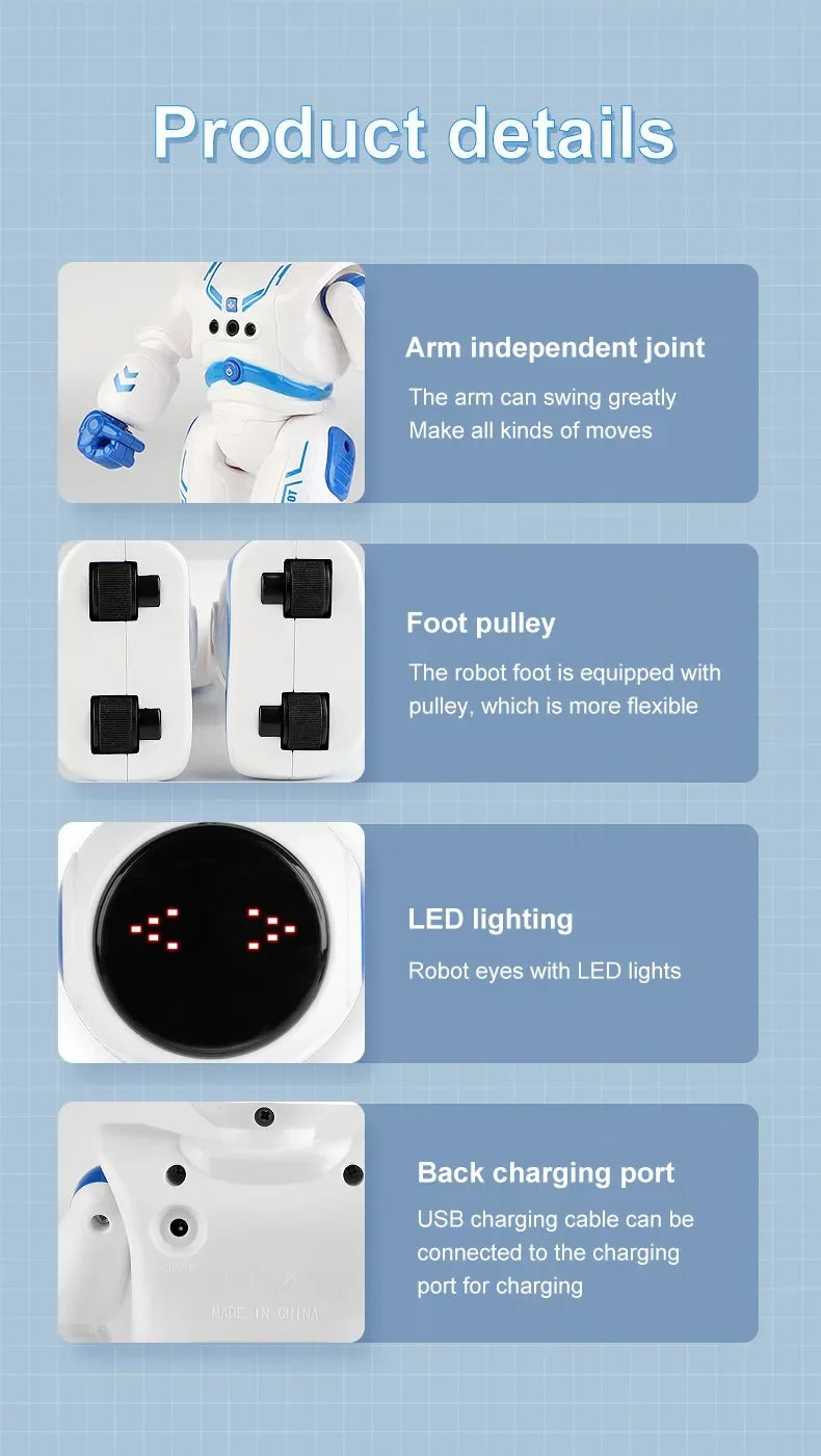 Jouet robot intelligent à détection de gestes et tactile : robot spatial télécommandé programmable
