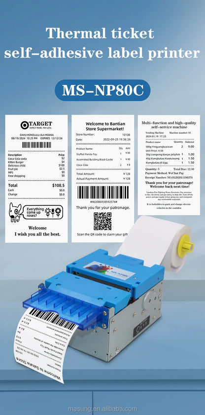 MASUNG MS-NP80C 82,5 Mm Module d'imprimante de kiosque thermique 3 pouces panneau de reçus coupe automatique produits d'imprimante de factures intégrés en Stock