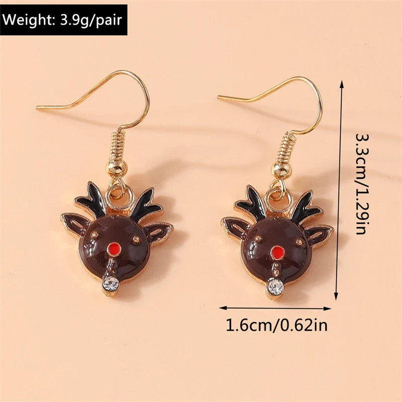 Fashion Merry Christmas Tree Deer Snowflake Santa Claus Drop Earrings for Women Girls New Year Party Festival Jewelry Gifts