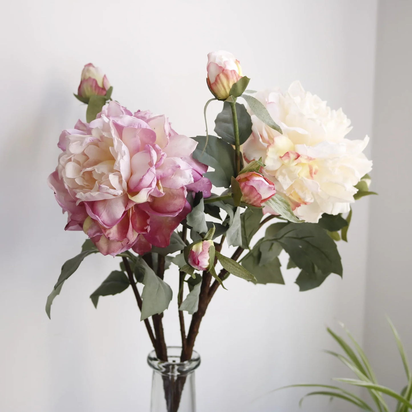 Grand Bouquet de pivoines blanches haut de gamme, fleurs artificielles pour décoration de mariage, de maison, fausses fleurs pour le nouvel an, décorations d'automne