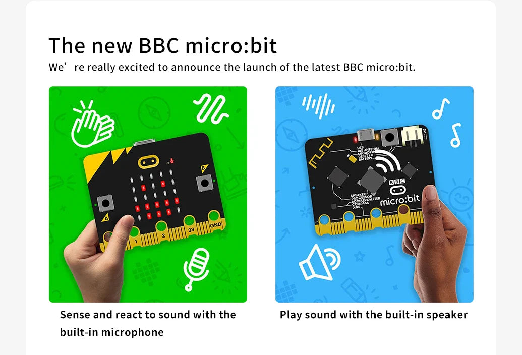 Carte de développement BBC Microbit V2 micro:bit V2, mise à jour du programme éducatif, Kit d'apprentissage pour projet de bricolage scolaire, nouvel arrivage